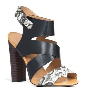 CAIRO Black & Snake Color Block Sandal NIB